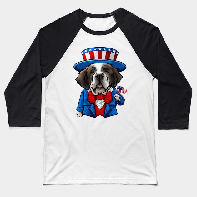 Fourth of July St Bernard Baseball T-Shirt by whyitsme